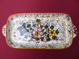 Plat à gâteau antique en céramique peint à la main