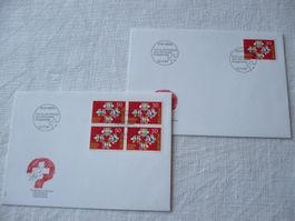 1990 2 FDC Volkszählung 4er-Block & Einzelmarke SBK 805