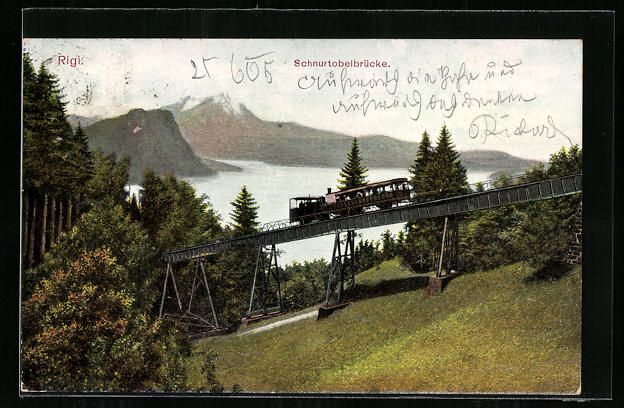 Cartoline postali: Rigi, Bergbahn auf der Schnurtobelbrück – Usato da Berlin venduto da bartko-reher