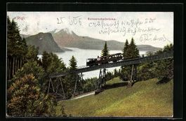 Rigi, Bergbahn auf der Schnurtobelbrück
