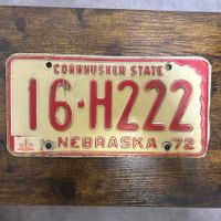 🇺🇸 1972 Vintage U.S. Autoschild - Nebraska 16-H222