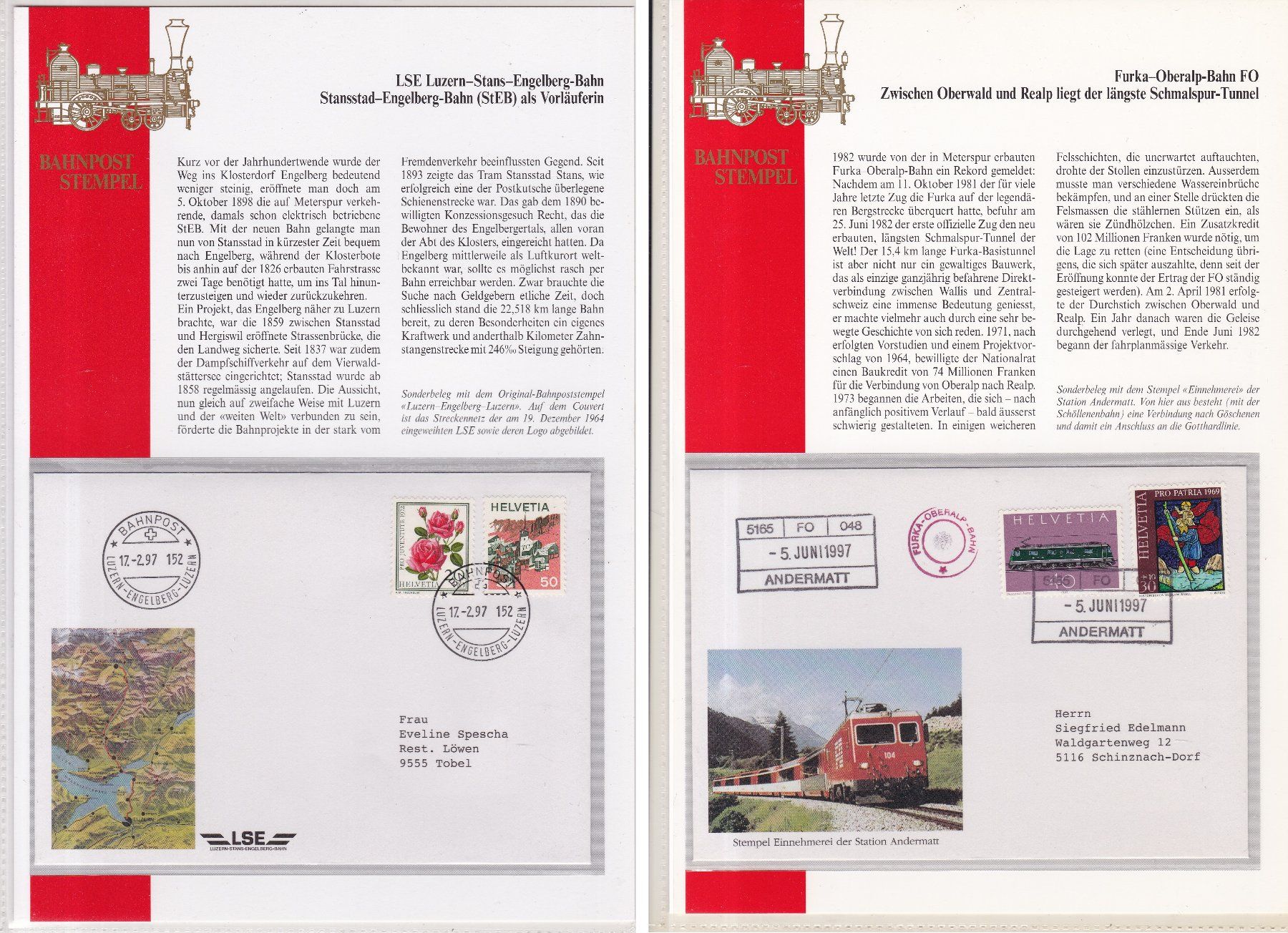 Tous les timbres: 17 Stk. CH Eisenbahn Spezial-Belege – D'occasion à Münchwilen AG par Nesar 6