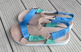 Andrea Conti Leder Sandale 38, blau, grün, beige