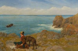 Allan J. Hook – Frau mit Hund an der Küste 1881