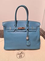 Tasche Hermès Birkin Bag 35 Swift Cobalt mit Quittung usw.