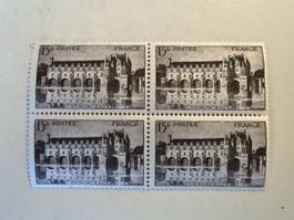 Bloc de 4 timbres France 15fr Chenonceaux 