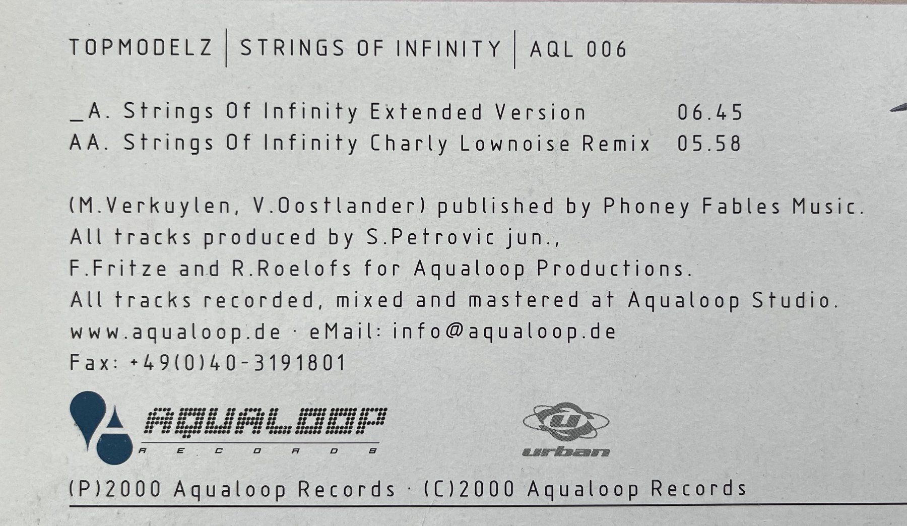 Schallplatten: Topmodelz – Strings Of Infinity - Vinyl – Gebraucht aus Oftringen von vuc_frq6 2