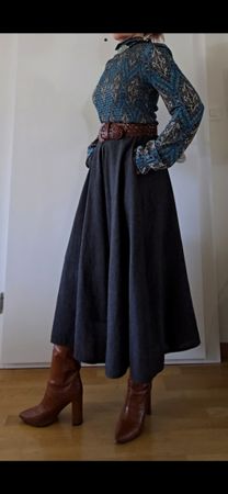 Set: Top Bluse Sandro, Tweed Rock von Niu, 34, Ledergurt