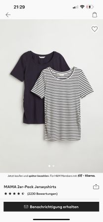 Schwangerschafts T-Shirts 2er-Pack Gr.S (Blau & Gestreift)