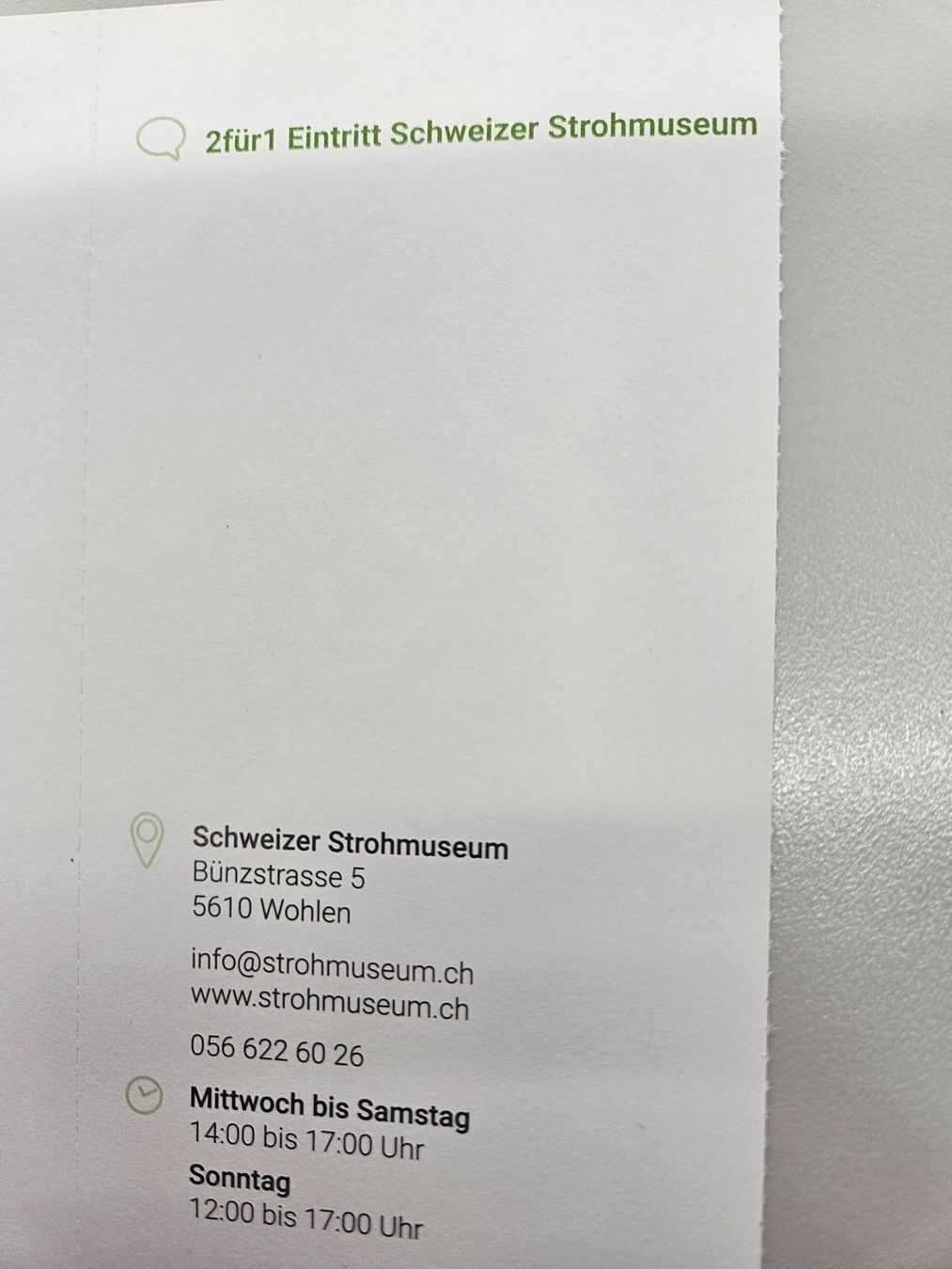 Buoni: Strohmuseum Wohlen – Nuovo e nell'imballaggio originale da Uezwil venduto da Jasmin_ 1