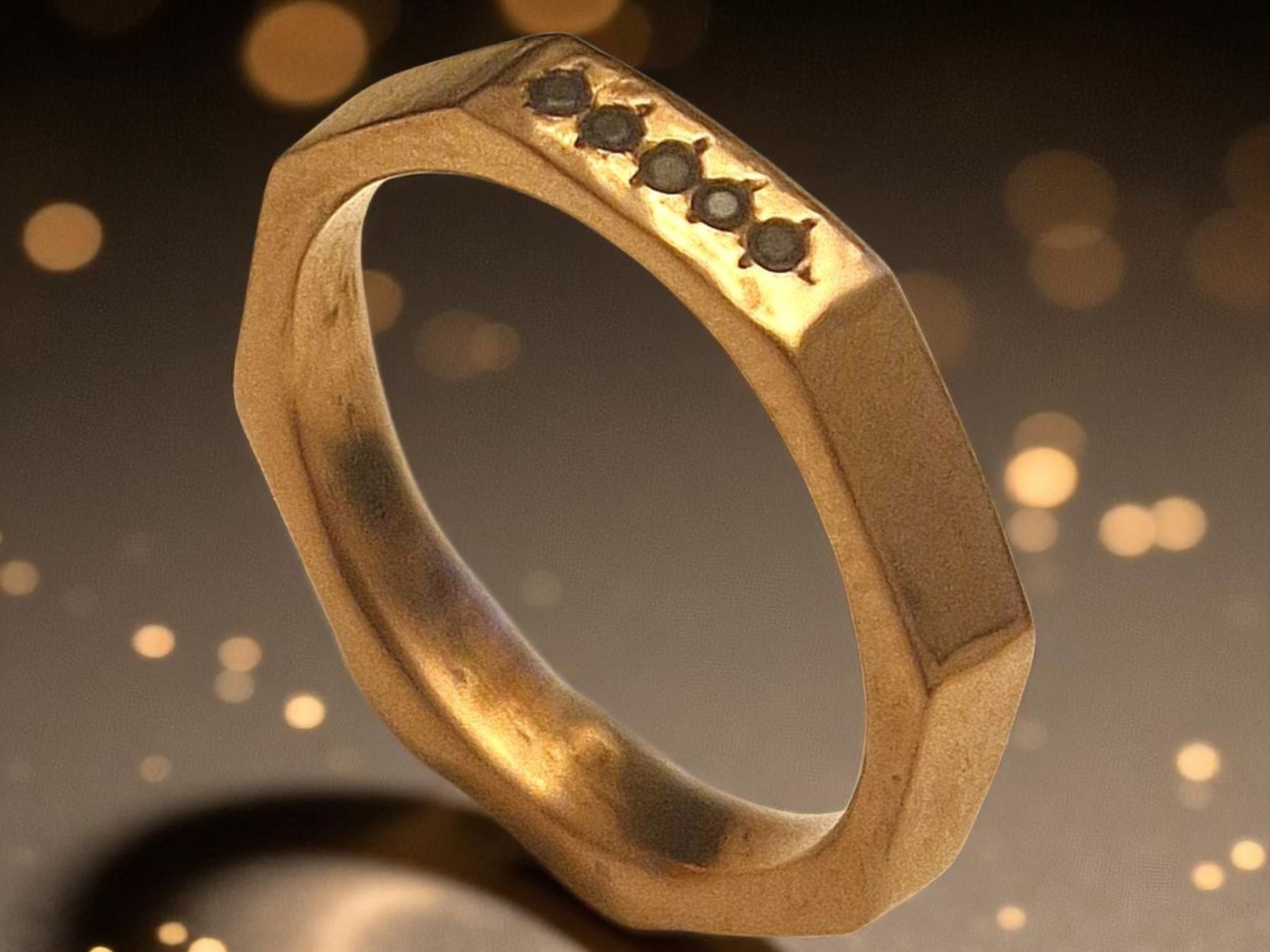 Anelli: Achteck-Ring Bronze mit 4 Spinellen, Grösse 58.7 – Nuovo e nell'imballaggio originale da Aarau venduto da Schmuckhoehle_MD 2