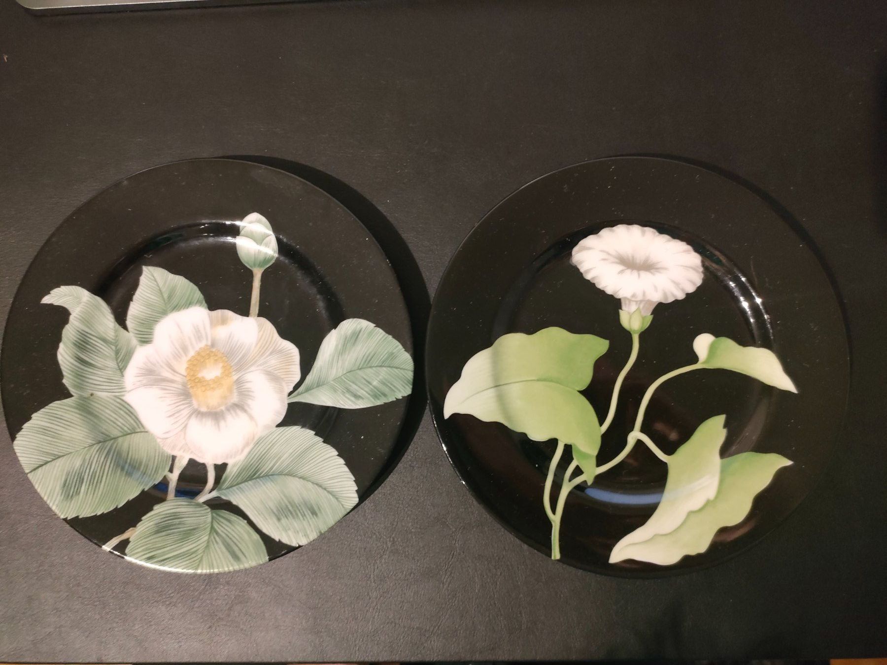 Piatti: 2 schwarze Teller mit Blumenbild – Usato da Wiesendangen venduto da s_er