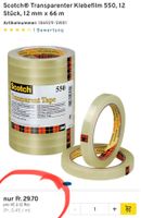 Scotch® Transparenter Klebefilm 550, 12 Stück, 12 mm x 66 m