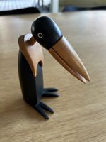 Holzfigur Vogel, Pinguin, Zettelhalter, dänisches Design