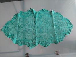 Gehäkelte Tischdecke, mintgrün, Handarbeit, Vintage!