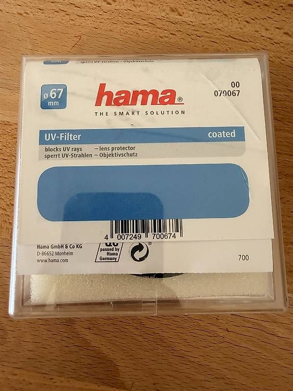 Hama Filtri: Filtre UV Hama coated 67 mm avec étui – Usato da Collombey venduto da malik.bkn