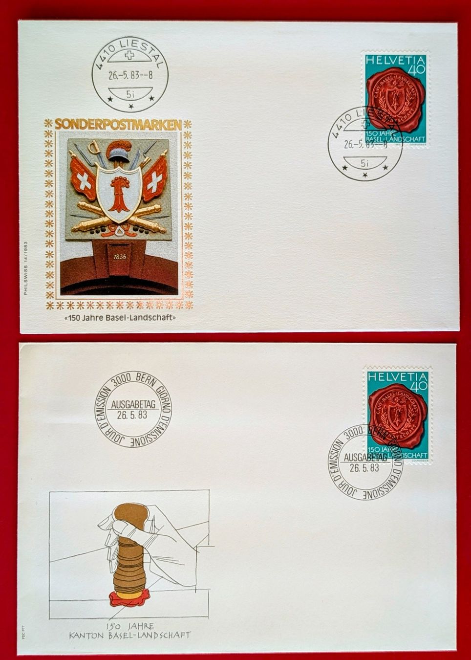 Tutti i francobolli: 150 J. BASEL LANDSCHAFT BASELLAND 700 FDC BERN LIESTAL 1983 – Nuovo (secondo la descrizione) da Düdingen venduto da Quartierstrasse