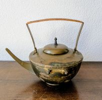 Teekanne Messing antik mit Henkel
