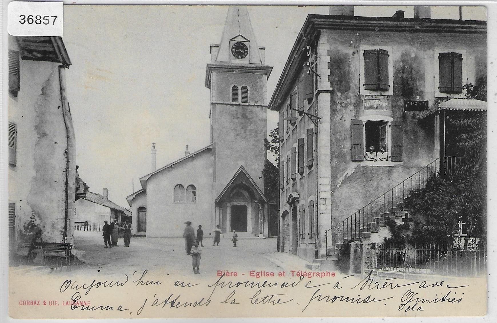 Cartoline postali: Biere - Eglise et Telegraphe & Poste - Post – Usato da Ettingen venduto da Kartenplanet