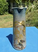 Vase Art  Nouveau Oiseaux Branches Signé S.Ch 1914