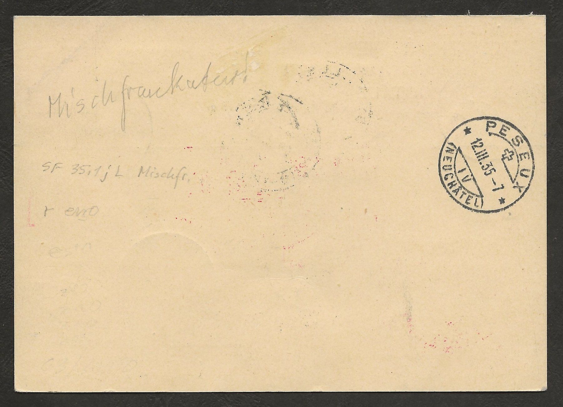 Tutti i francobolli: Flugpost Mischfrank. 1935 Triesenberg St. Gallen Lenzerheide – Usato da Au ZH venduto da xelagreb01 1