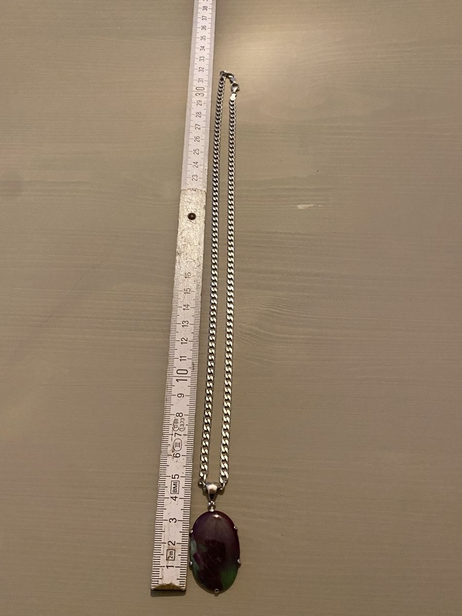 Anhänger: Rubin-Zoisit-Anhänger mit einer silbernen Kette 925 – Gebraucht aus Birr von Vintage-Liebhaber 4