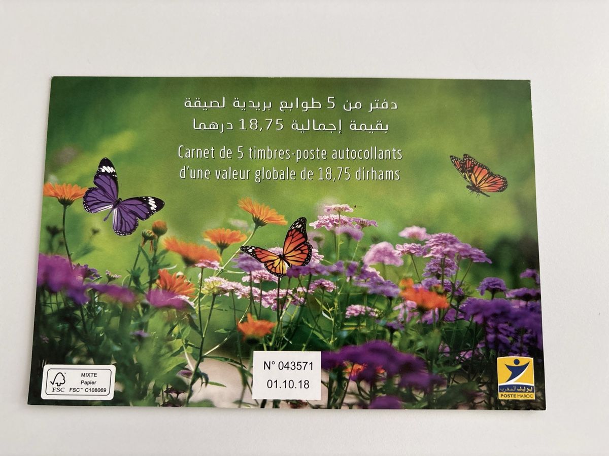 Tutti i francobolli: Maroc Marokko carnet Schmetterlinge papillons 2018 – Nuovo e nell'imballaggio originale da Zürich venduto da b.fabio 1