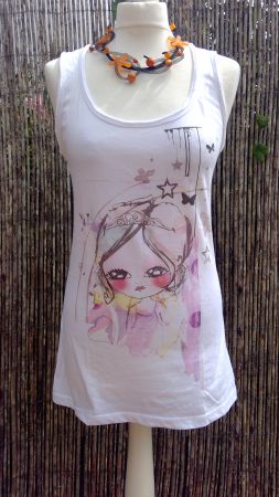 Top débardeur blanc SPOT motif princesse, taille M/L