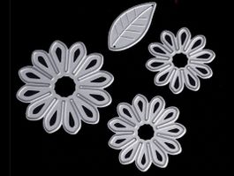 3 BLUMEN MIT BLATT STANZSCHABLONE