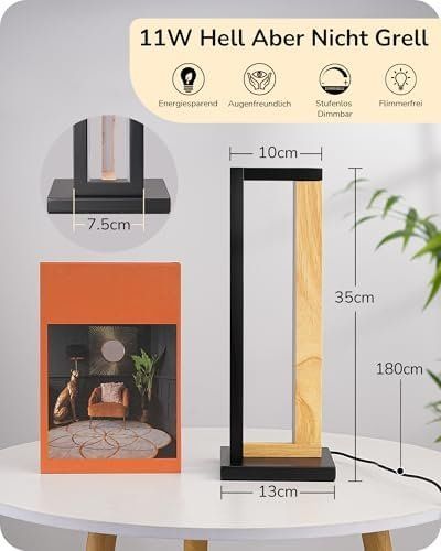 Lampade: Nachttischlampe Touch Dimmbar Metall Holz Design moderne – Nuovo e nell'imballaggio originale da Hundwil venduto da Mr.Wong 7