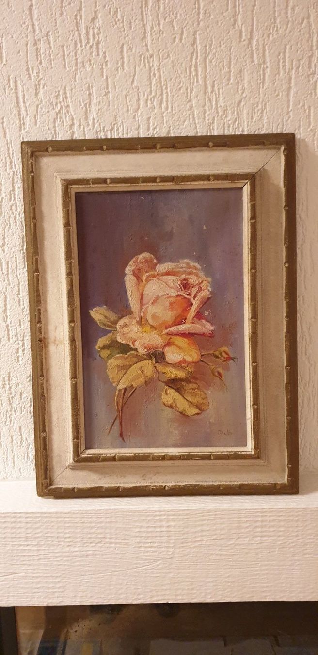 Gemälde: Antikes Rose Oelgemälde sig. Dick – Gebraucht aus Winterthur von han_m89f