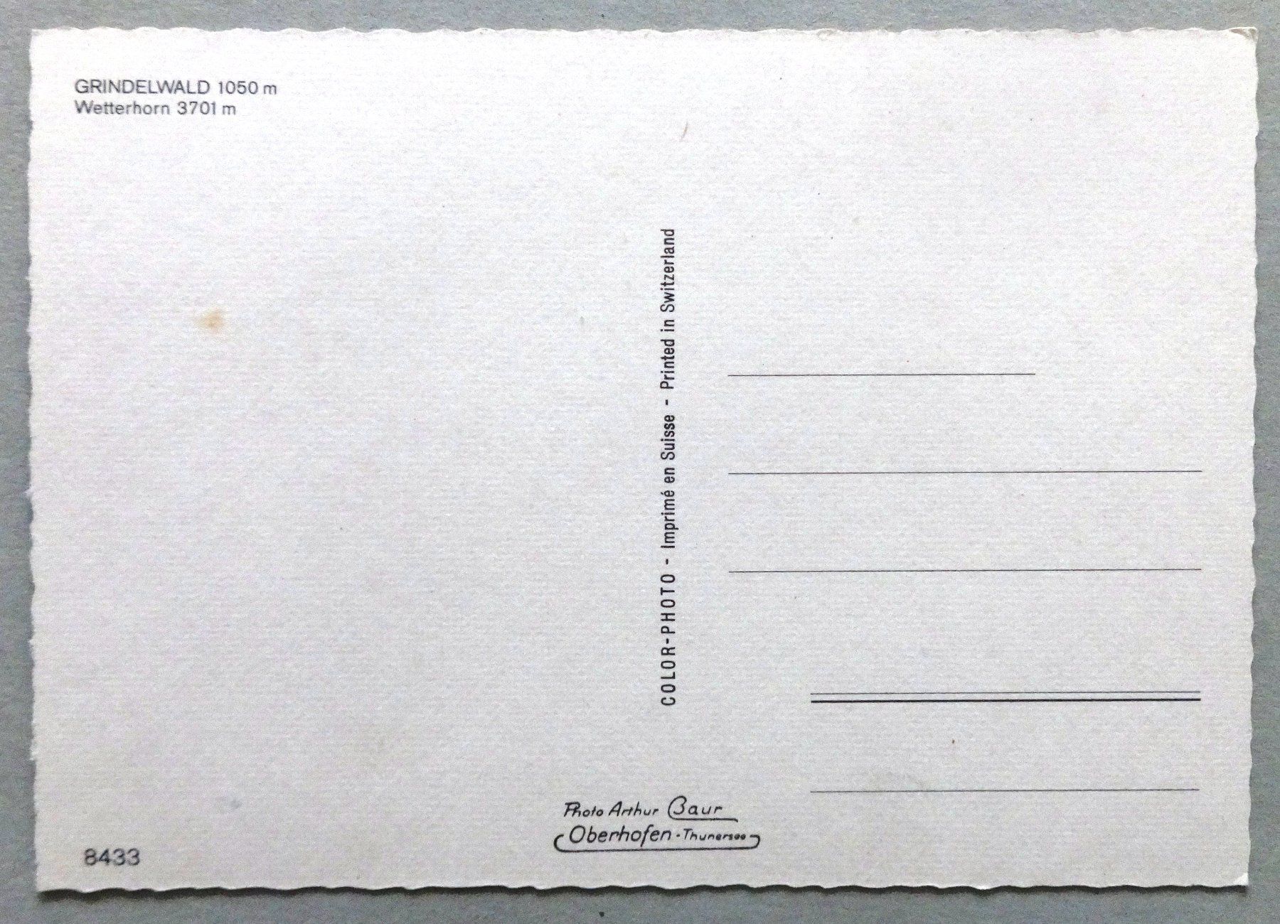 Cartoline postali: Grindelwald 1050 m, Wetterhorn – Usato da Fétigny venduto da Billy2miny 1
