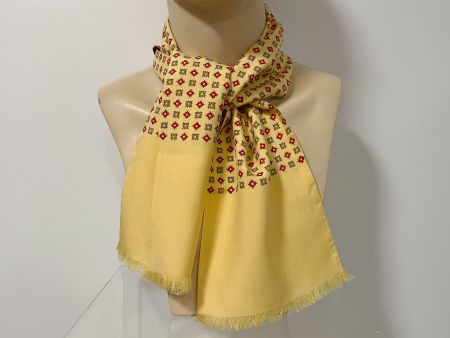 Herrenschal schmal Seide mattgelb Paisley VINTAGE 1940s
