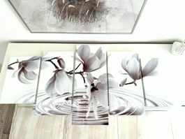 SOMMER SALE 🌞 5-teiliges Wandbild Blumenmotiv Magnolien