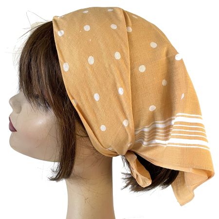 Baumwolltuch Bandana buttergelb-weisse Punkte VINTAGE 1920s