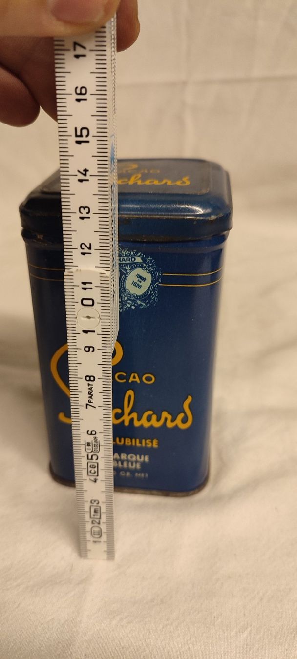 Suchard Dosen: Wunderschöne alte Blechdose von SUCHARD CACAO 13 cm – Gebraucht aus Gelterkinden von MYSTOREFORYOU4460 7
