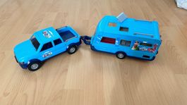 Playmobil FunPark Pick-up mit Wohnwagen blau gebraucht