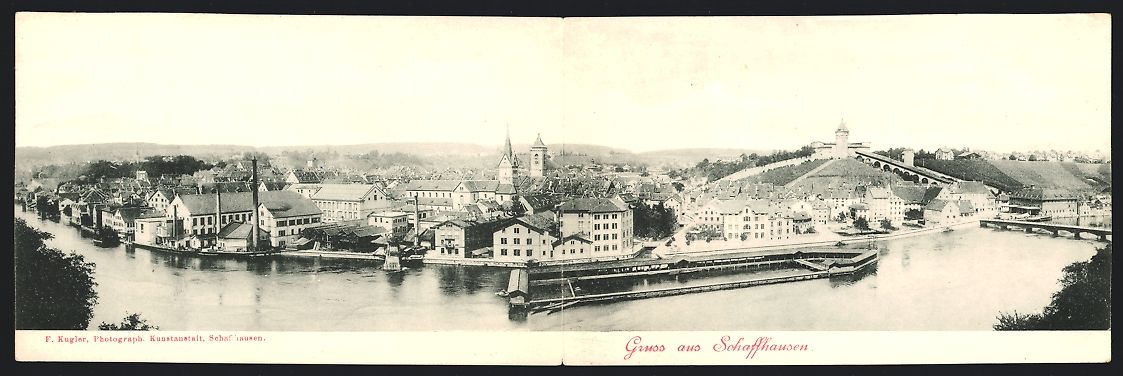 Ansichtskarten: Klapp-AK Schaffhausen, Panorama des Orte – Gebraucht aus Berlin von bartko-reher