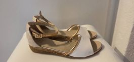 Navyboot Sandalen, weiss-gold