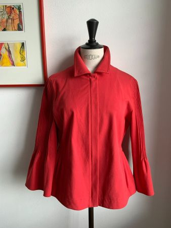AKRIS: Neuer lässiger roter Blazer mit Kaufetikette, 36