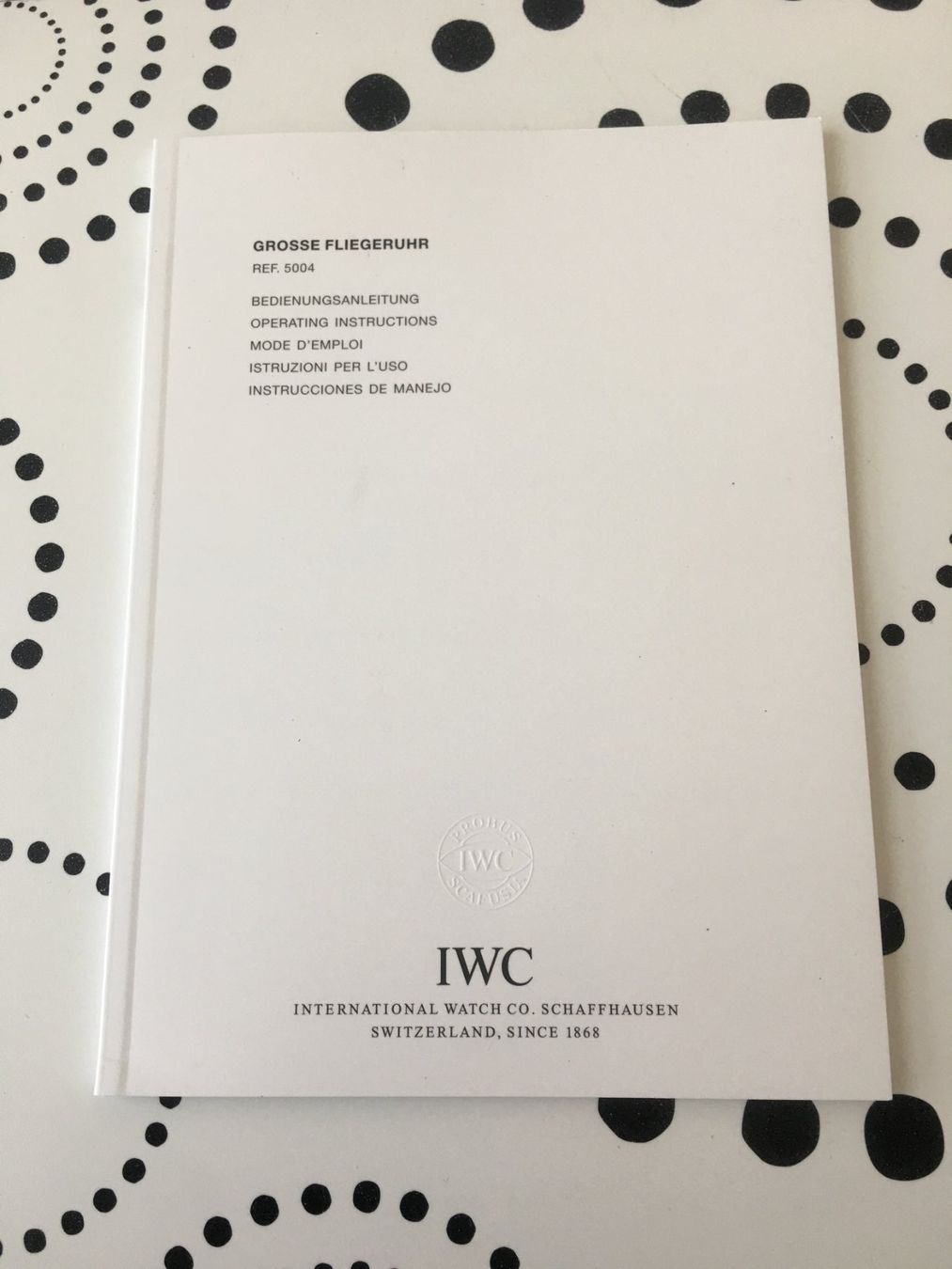 IWC Documenti: IWC - GROSSE FLIEGERUHR 5004 - OPERATING INSTRUCTIONS - NEW – Nuovo (secondo la descrizione) da Epalinges venduto da dream-watch