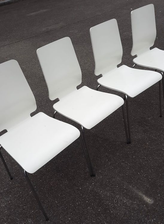 4 er Set Gilbert Stühle Ikea weiss, stapelbar Kaufen auf Ricardo