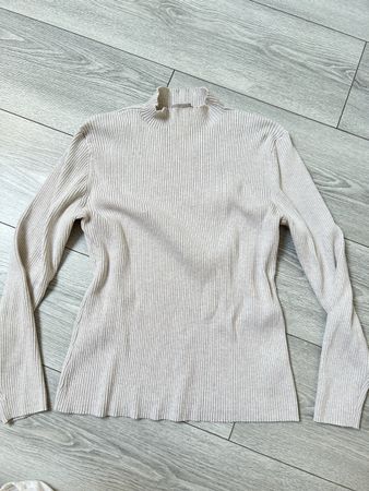 Pull col montant H&M beige côtelé