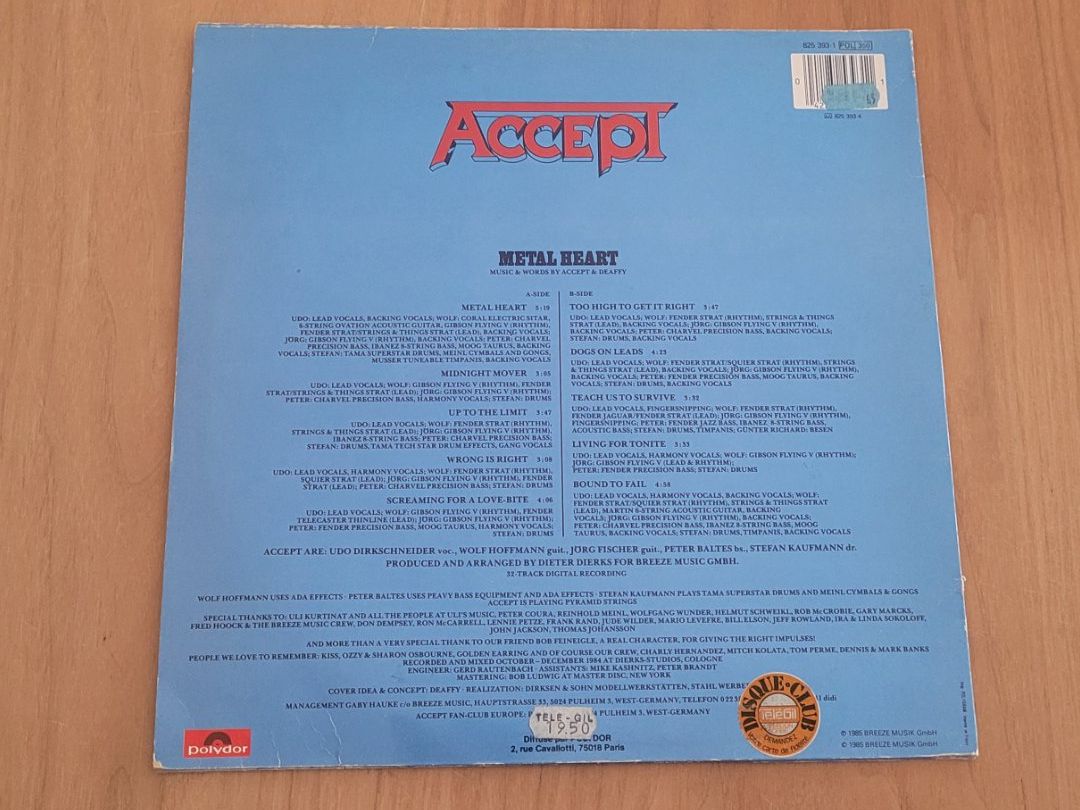 Schallplatten: LP Accept – Gebraucht aus Martigny von MZ-67 1