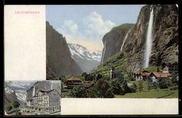 AK Lauterbrunnen, Teilansicht, Hotel und Pension Oberland