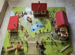 Holz Bauernhof Set mit Tieren und Puzzleboden neuwertig