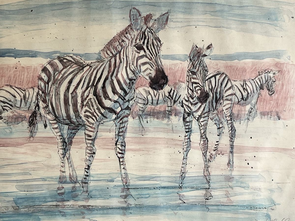 Grafica & Litografie: Zebrapaar von Fritz Hug, Lithografie – Usato da Zürich venduto da juergarno 1