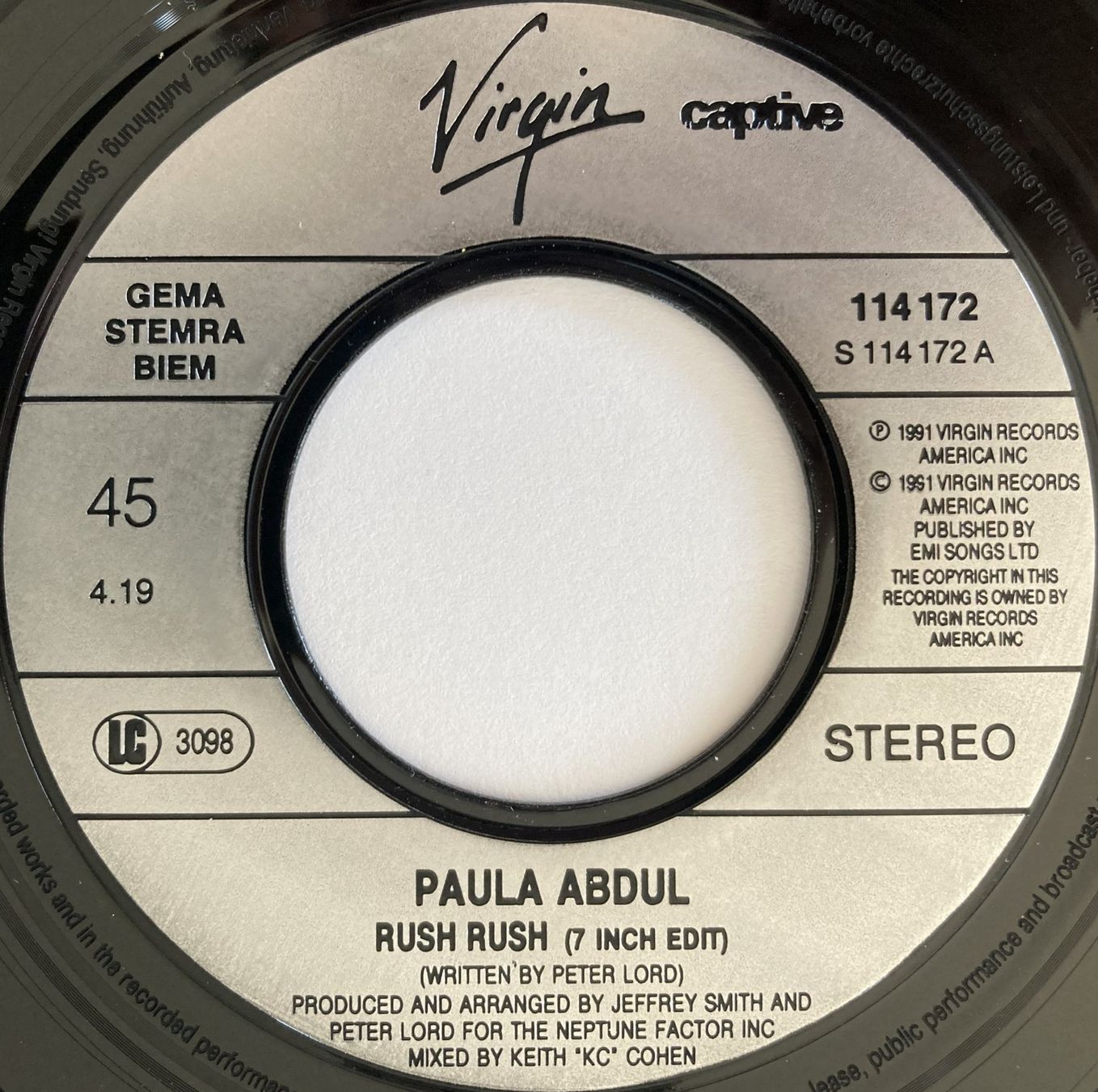 Dischi in vinile: PAULA ABDUL - RUSH RUSH – Usato da Bottens venduto da hotter-than-hell 2