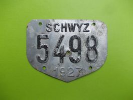Velonummer / Fahrradnummer Schwyz SZ Jahrgang 1927