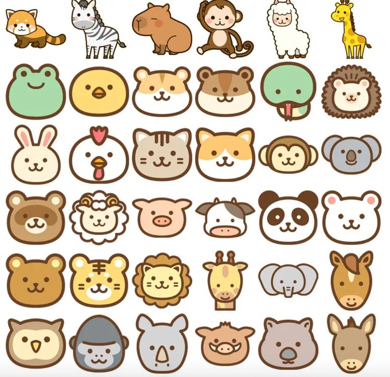 100 Stk. Aufkleber/Sticker - Süsse Cartoon Tiere (Neu und ...